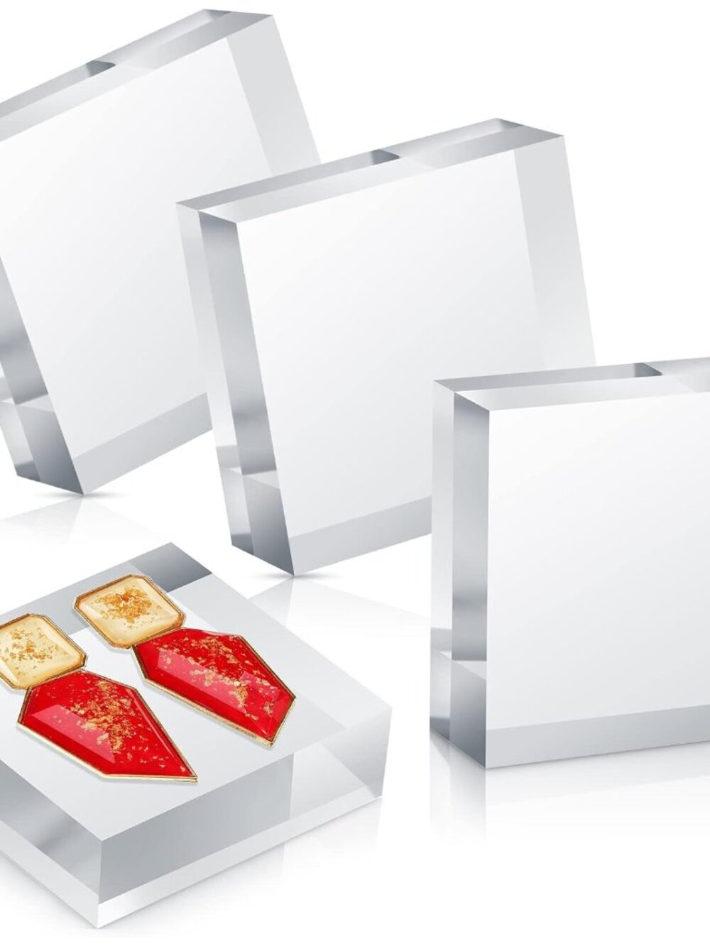 4 Pcs Acrylic Display Block Clear Cube 3 x 3 x 1 Inch, photo Props
